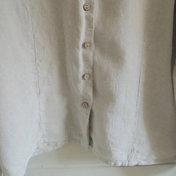 Son de Flor Tan 100% Linen Classic Shirt XL *Runs S - Picture 5 of 12